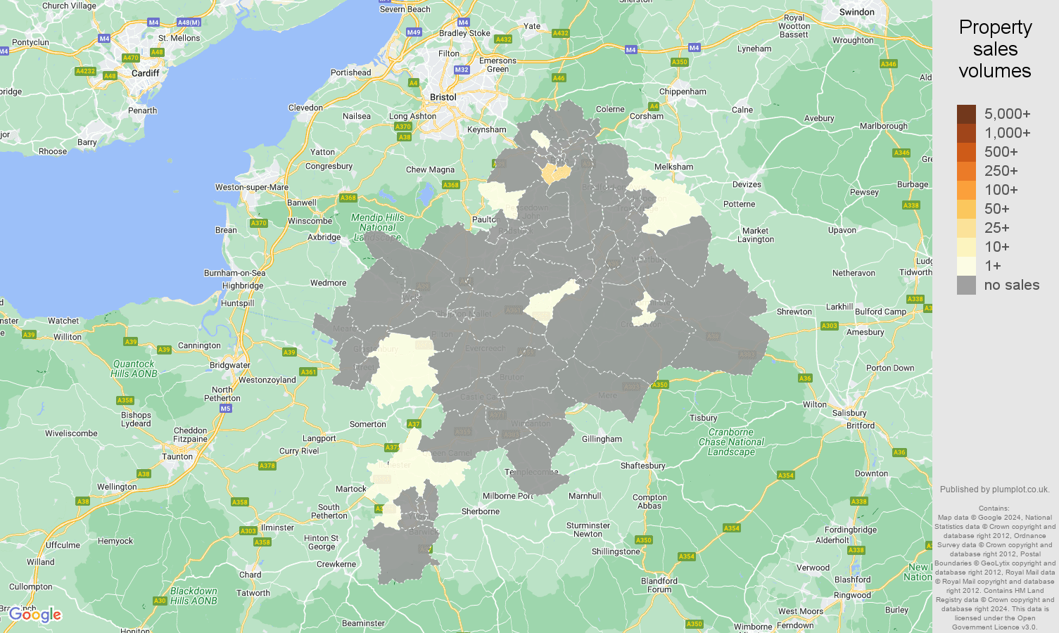 Bath map of sales of new properties