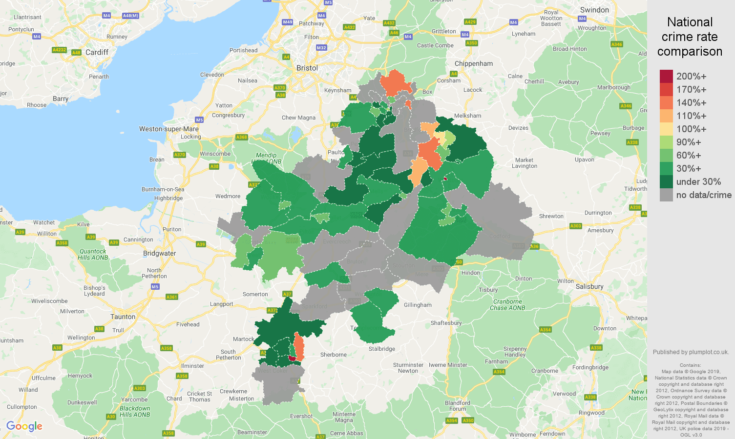 Bath possession of weapons crime rate comparison map