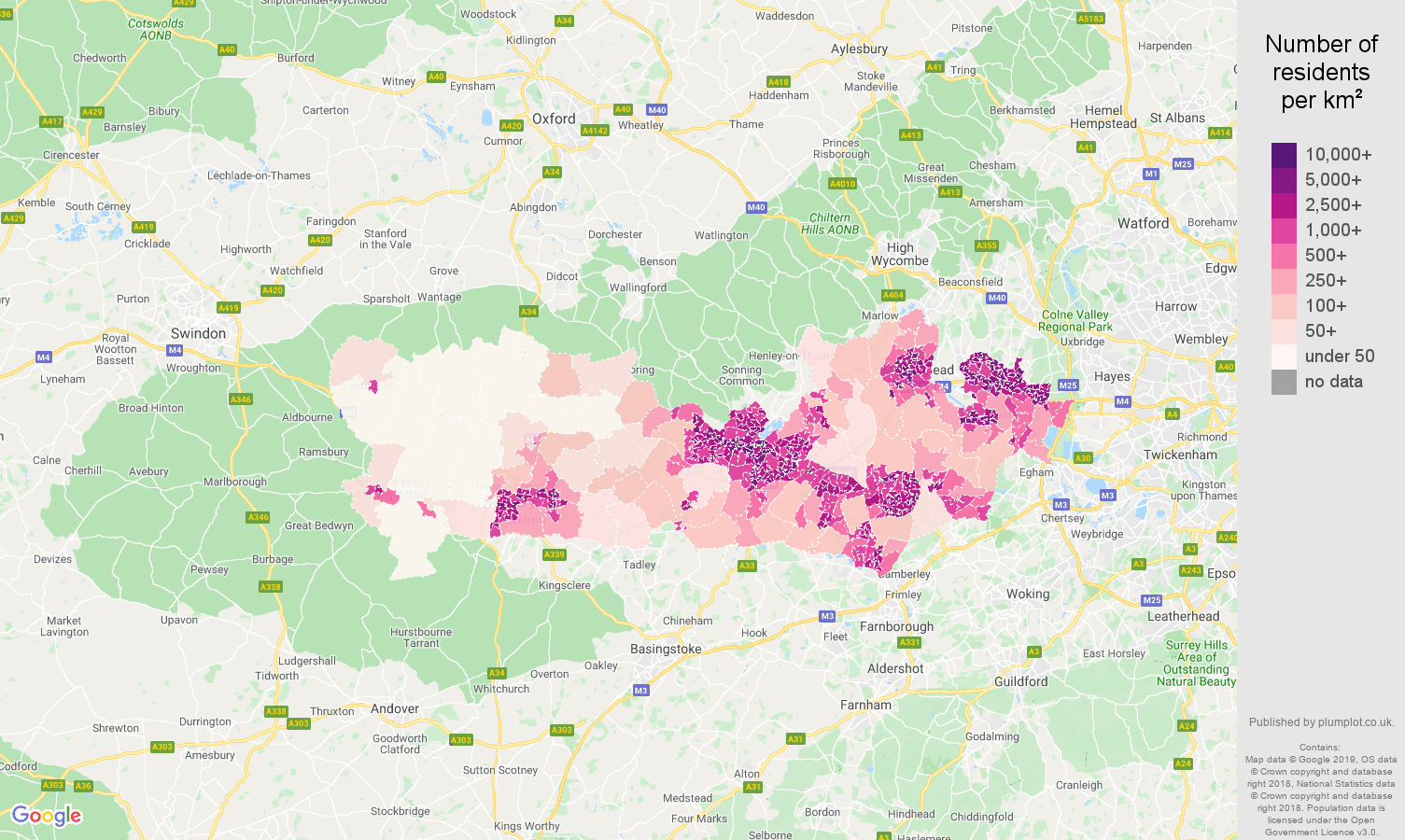 Berkshire population density map