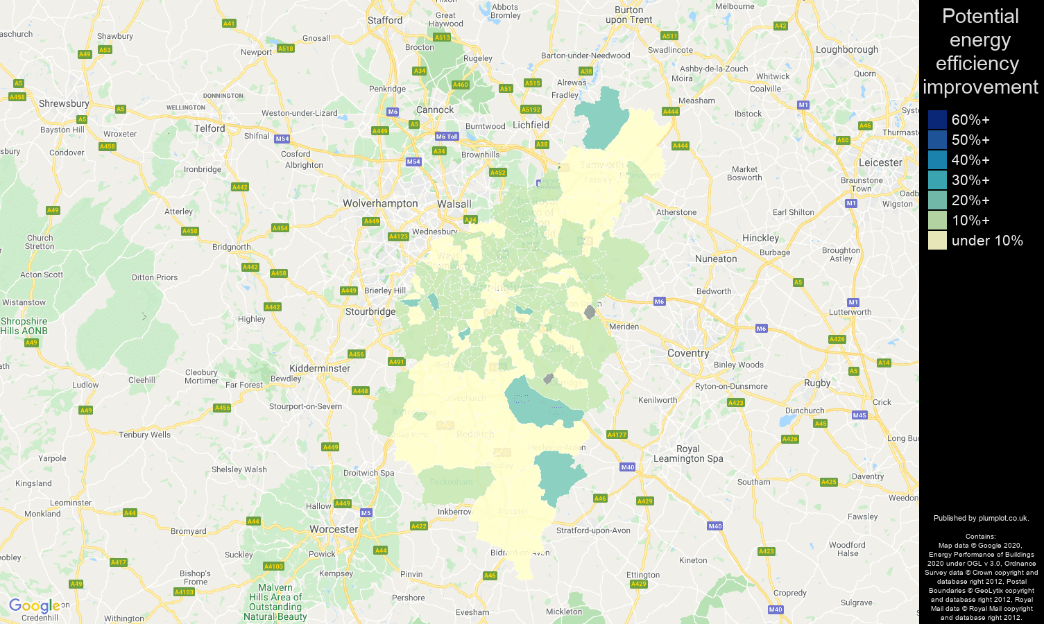 Birmingham map of potential energy efficiency improvement of flats