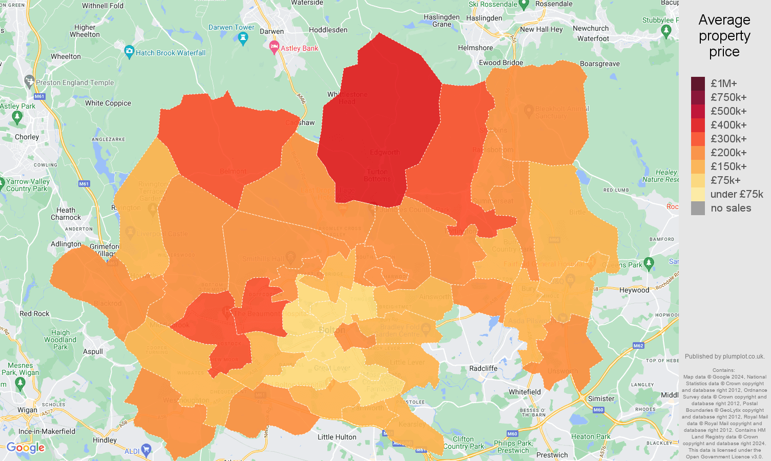Bolton house prices map
