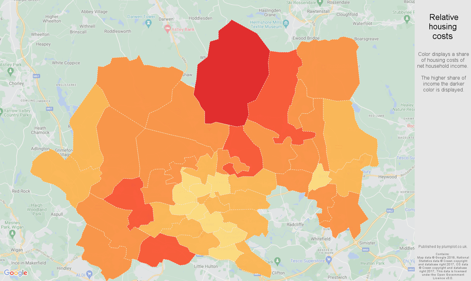 Bolton relative housing costs map