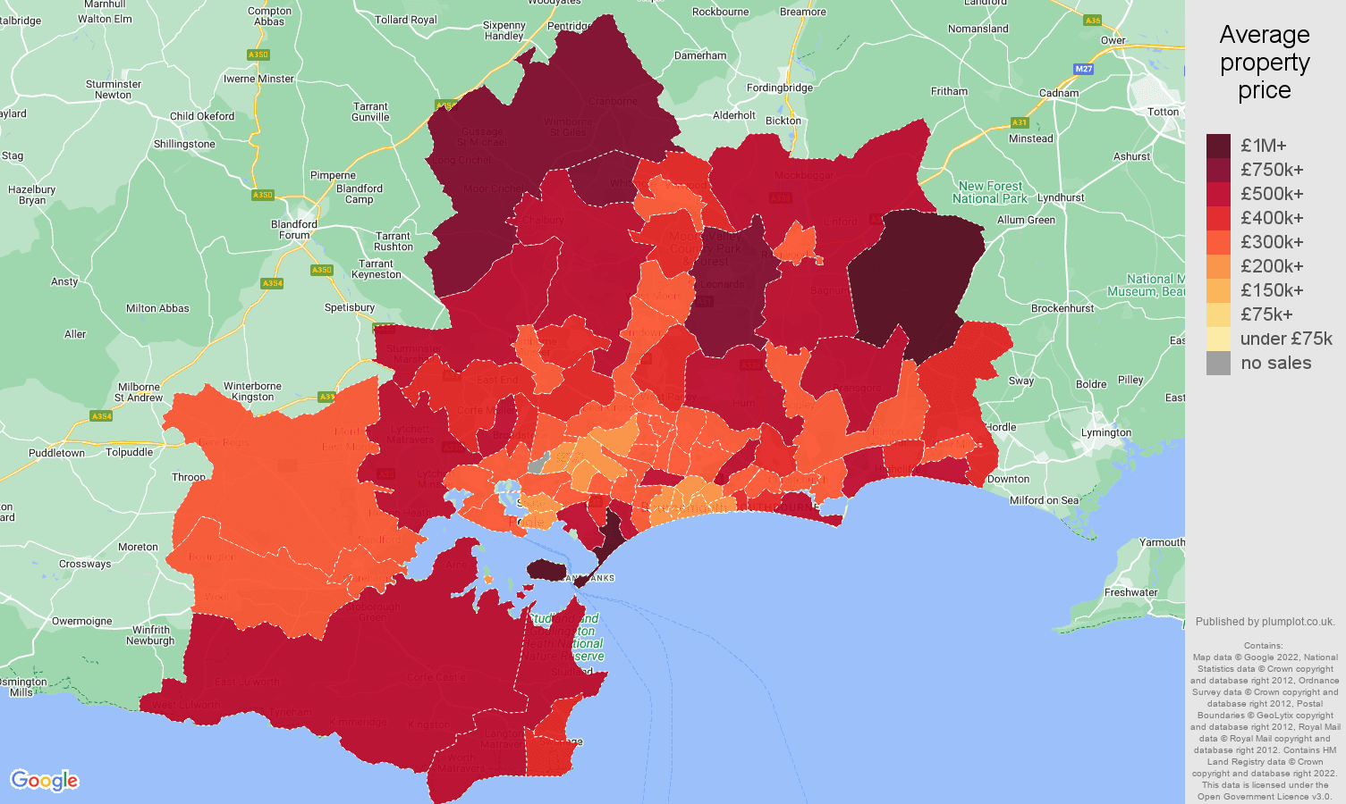 Bournemouth house prices map