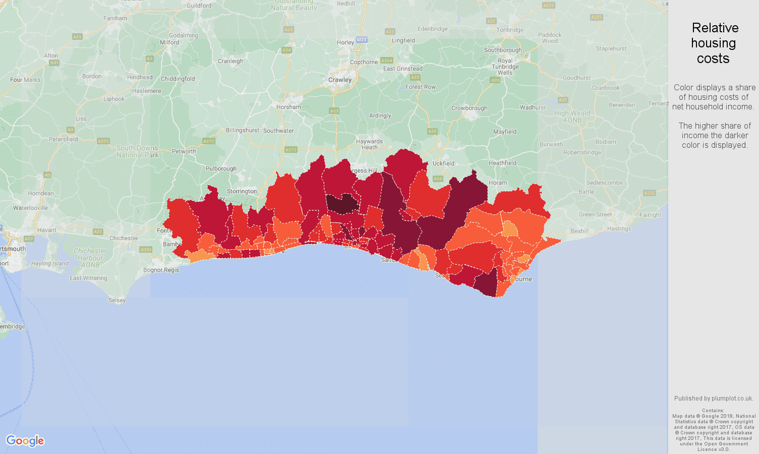 Brighton relative housing costs map