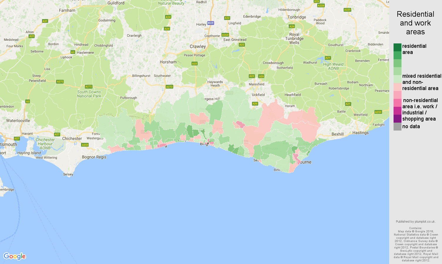 Brighton residential areas map