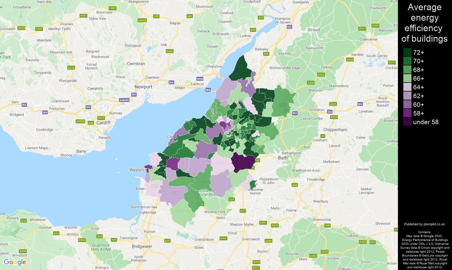 Bristol map of energy efficiency of flats