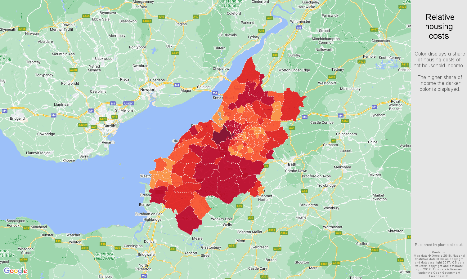 Bristol relative housing costs map