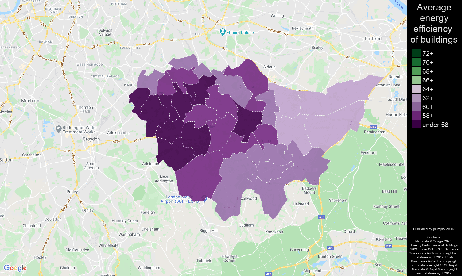 Bromley map of energy efficiency of houses