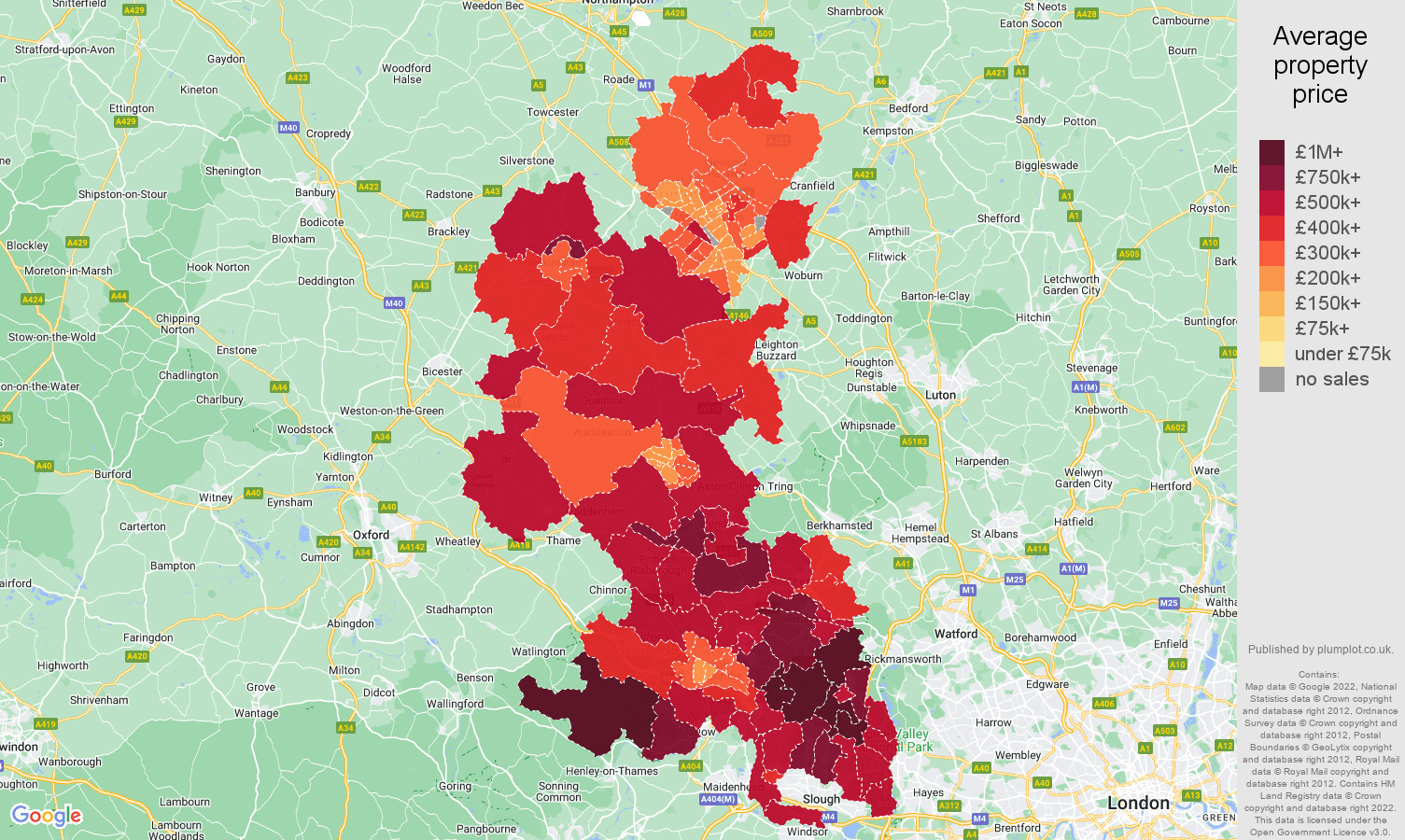 Buckinghamshire house prices map