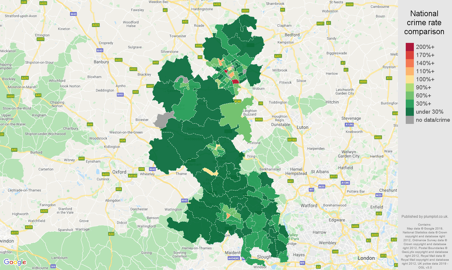 Buckinghamshire public order crime rate comparison map
