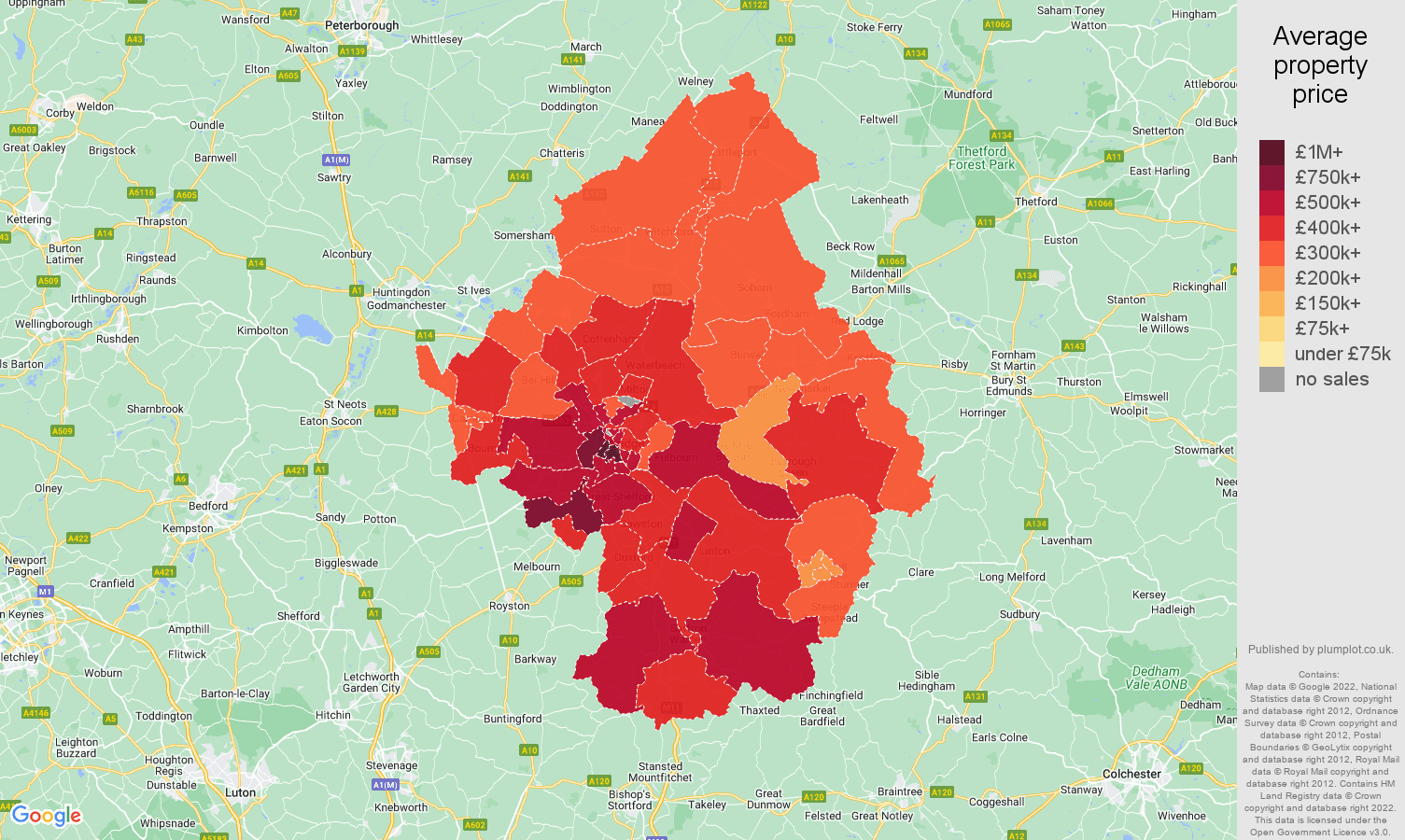 Cambridge house prices map
