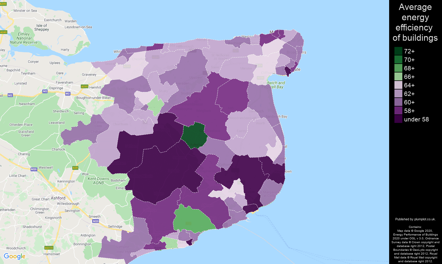 Canterbury map of energy efficiency of houses