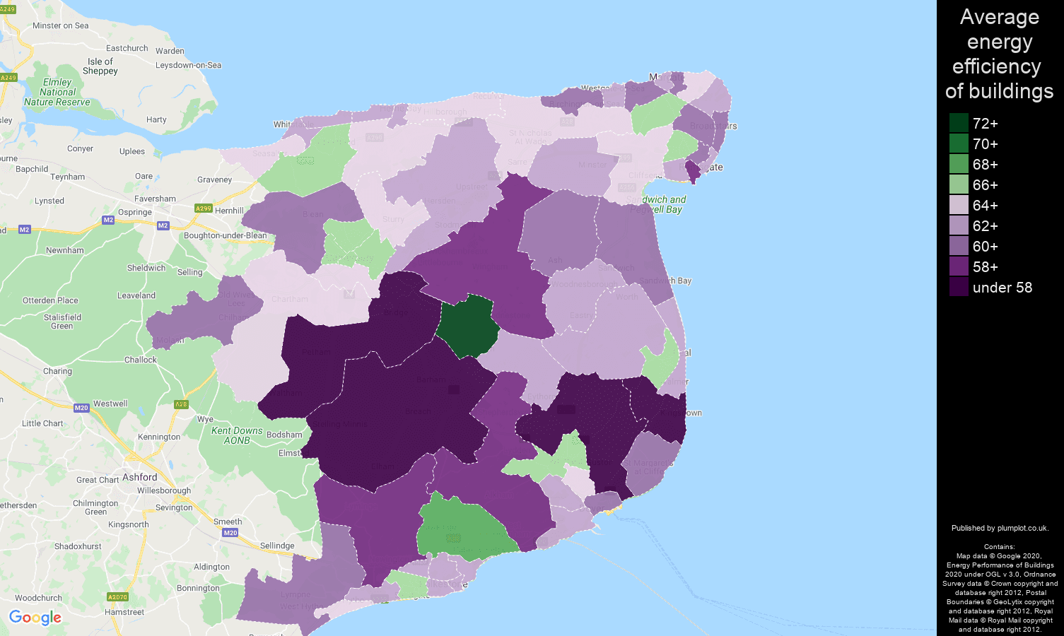 Canterbury map of energy efficiency of properties
