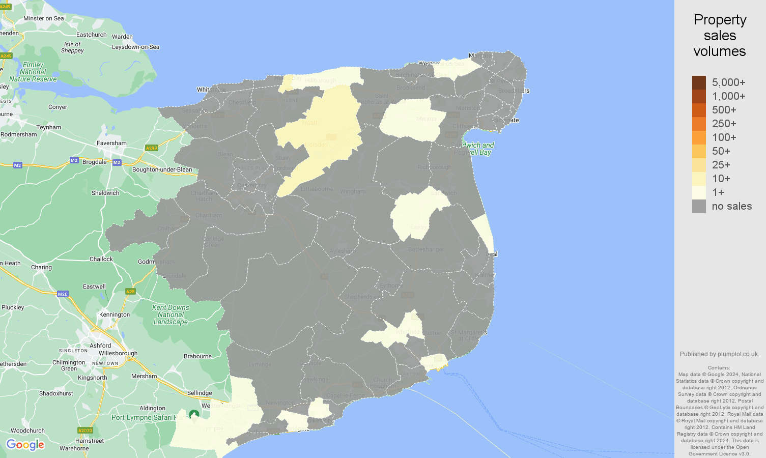 Canterbury map of sales of new properties