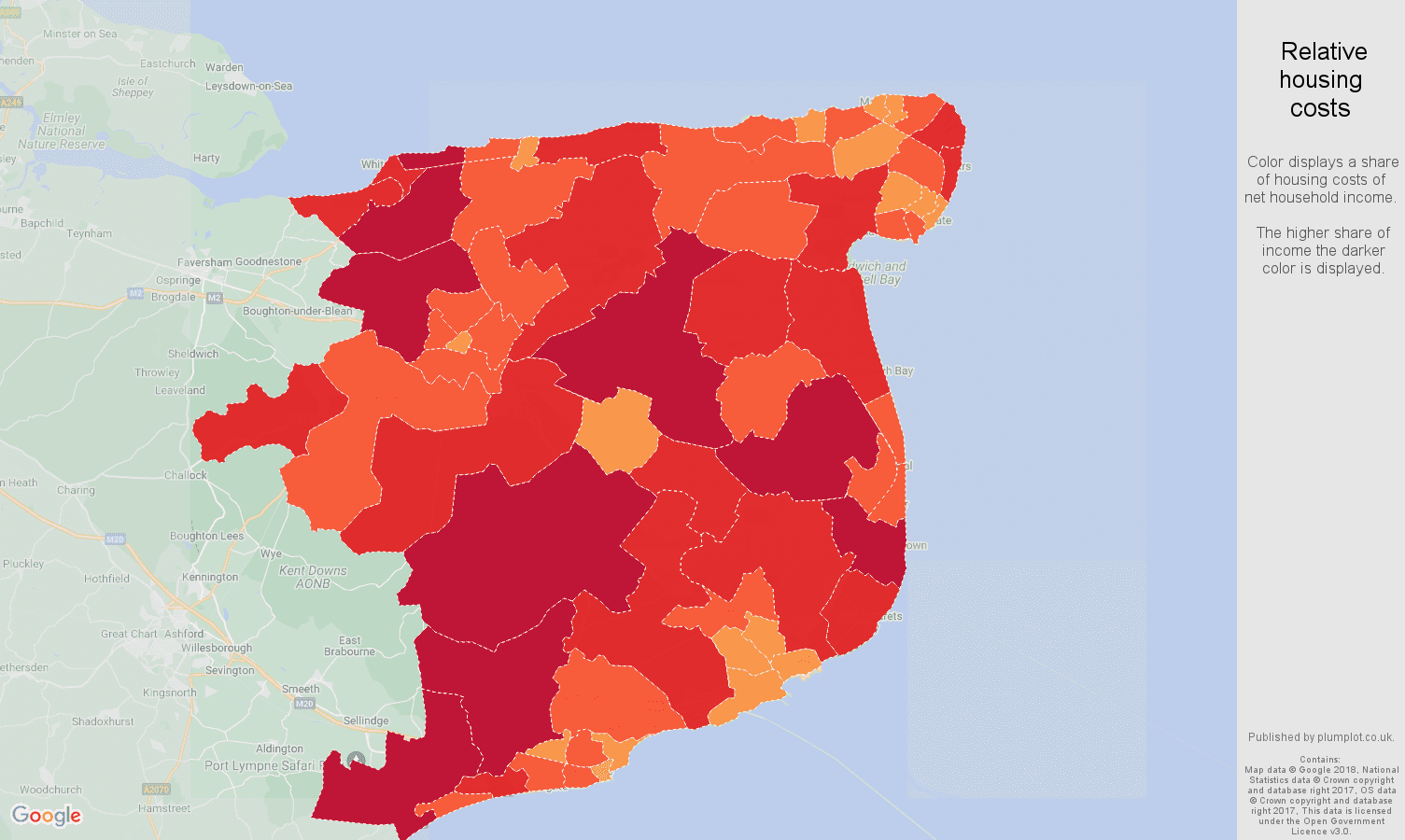 Canterbury relative housing costs map