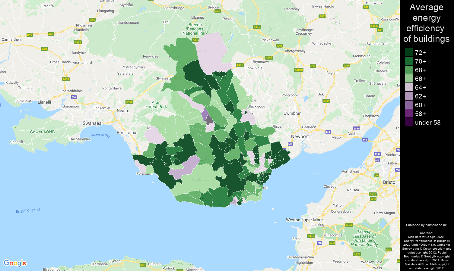 Cardiff map of energy efficiency of flats