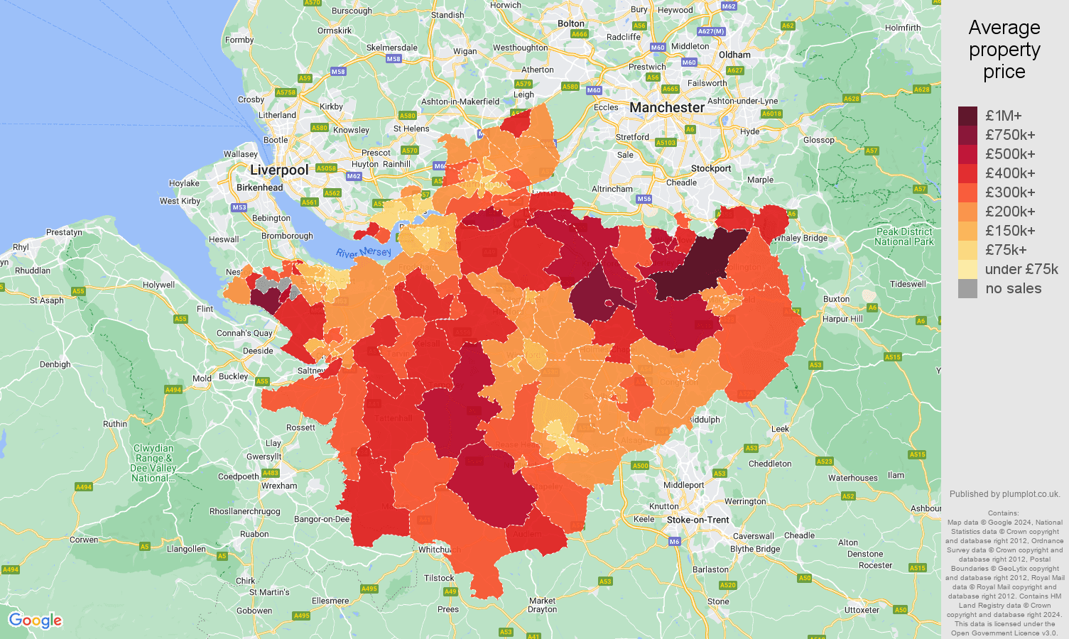 Cheshire house prices map