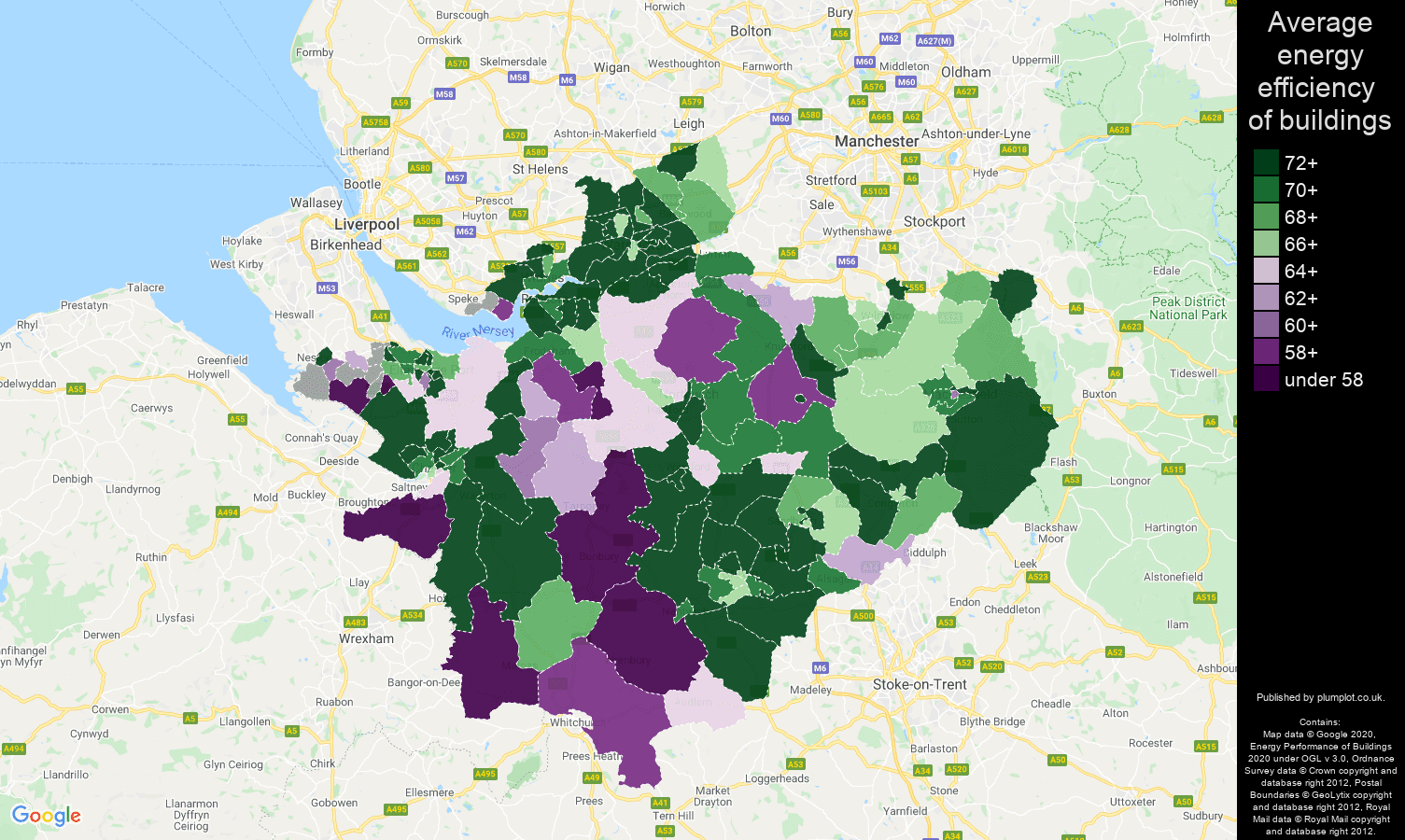 Cheshire map of energy efficiency of flats