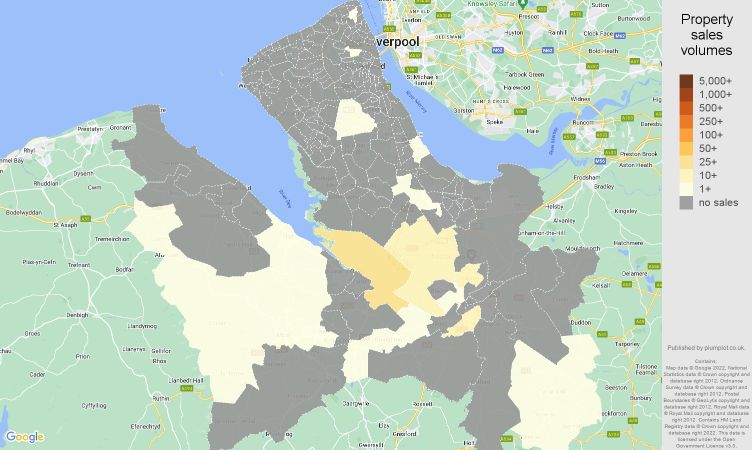 Chester map of sales of new properties