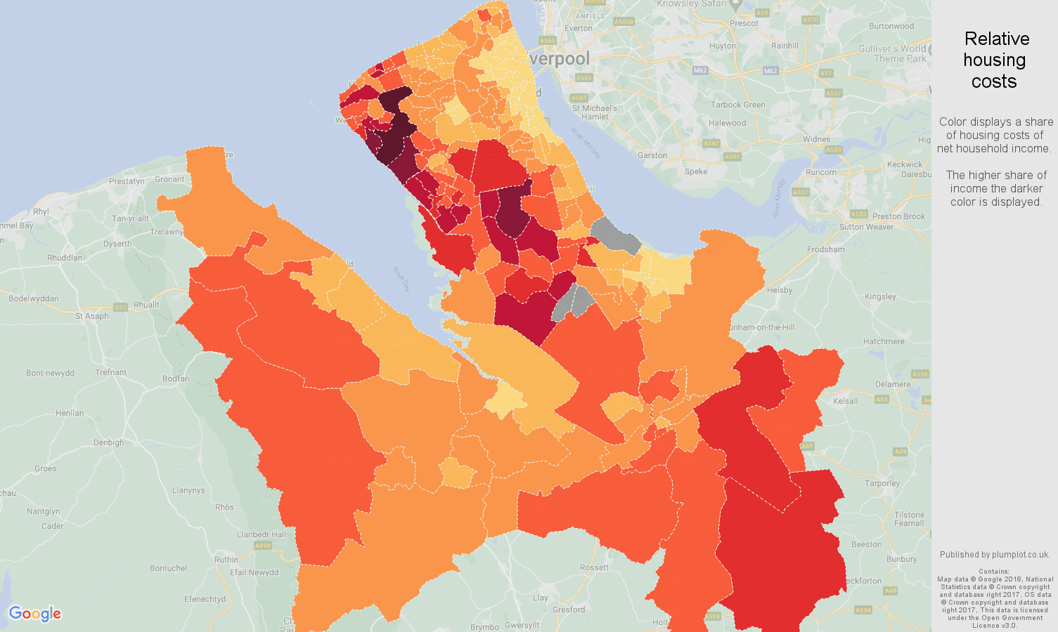 Chester relative housing costs map