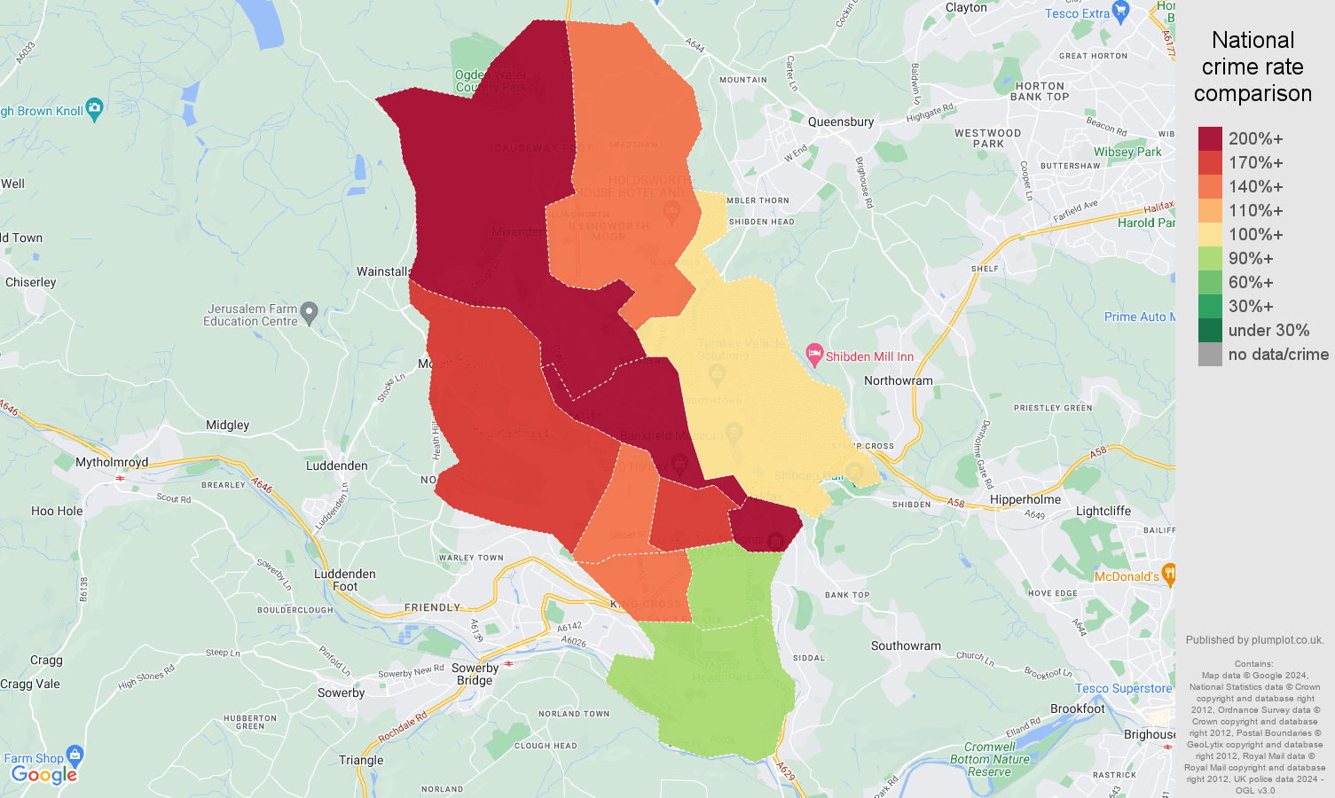 Halifax crime rate comparison map