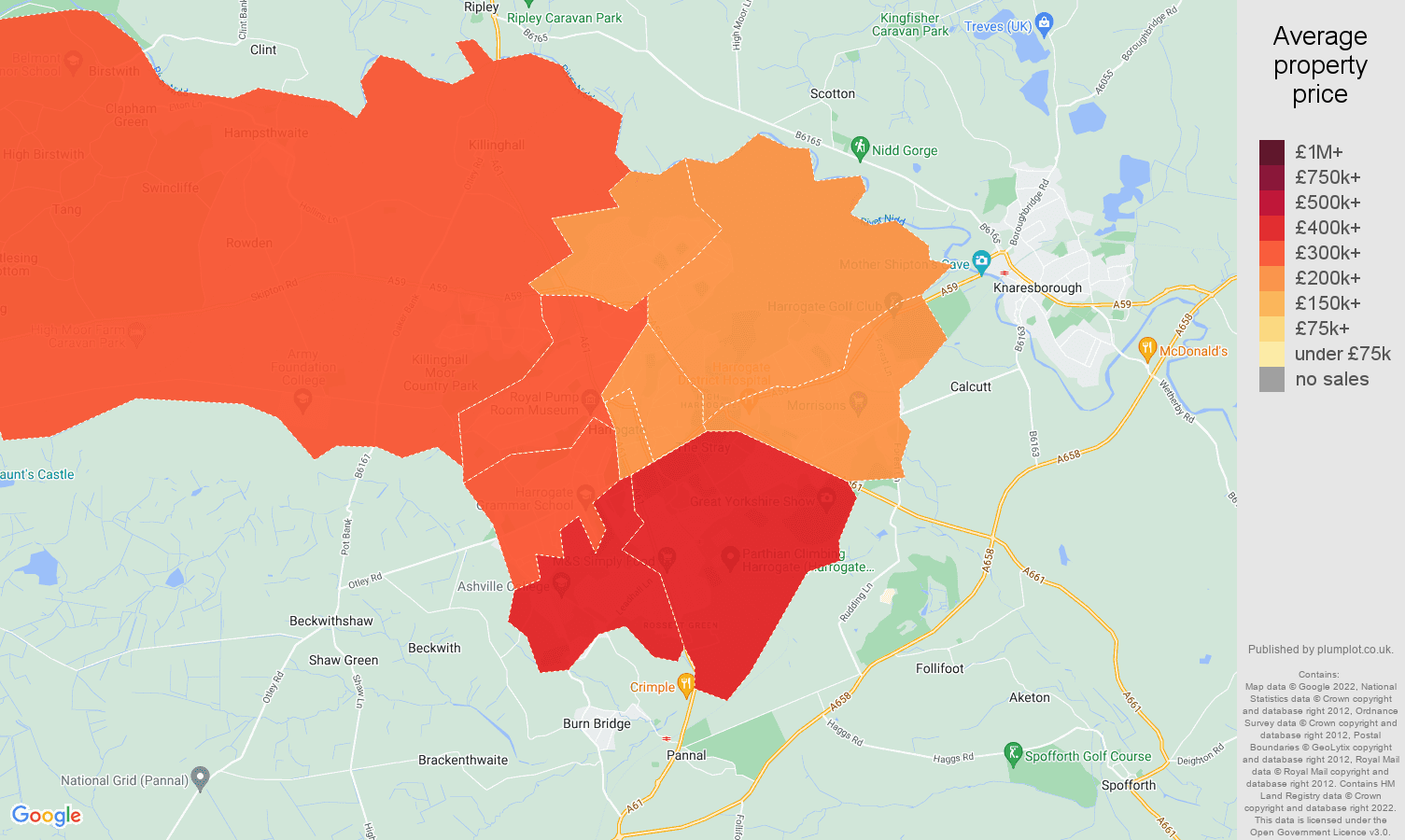 Harrogate house prices map