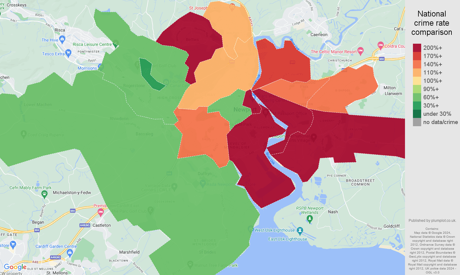 Newport crime rate comparison map