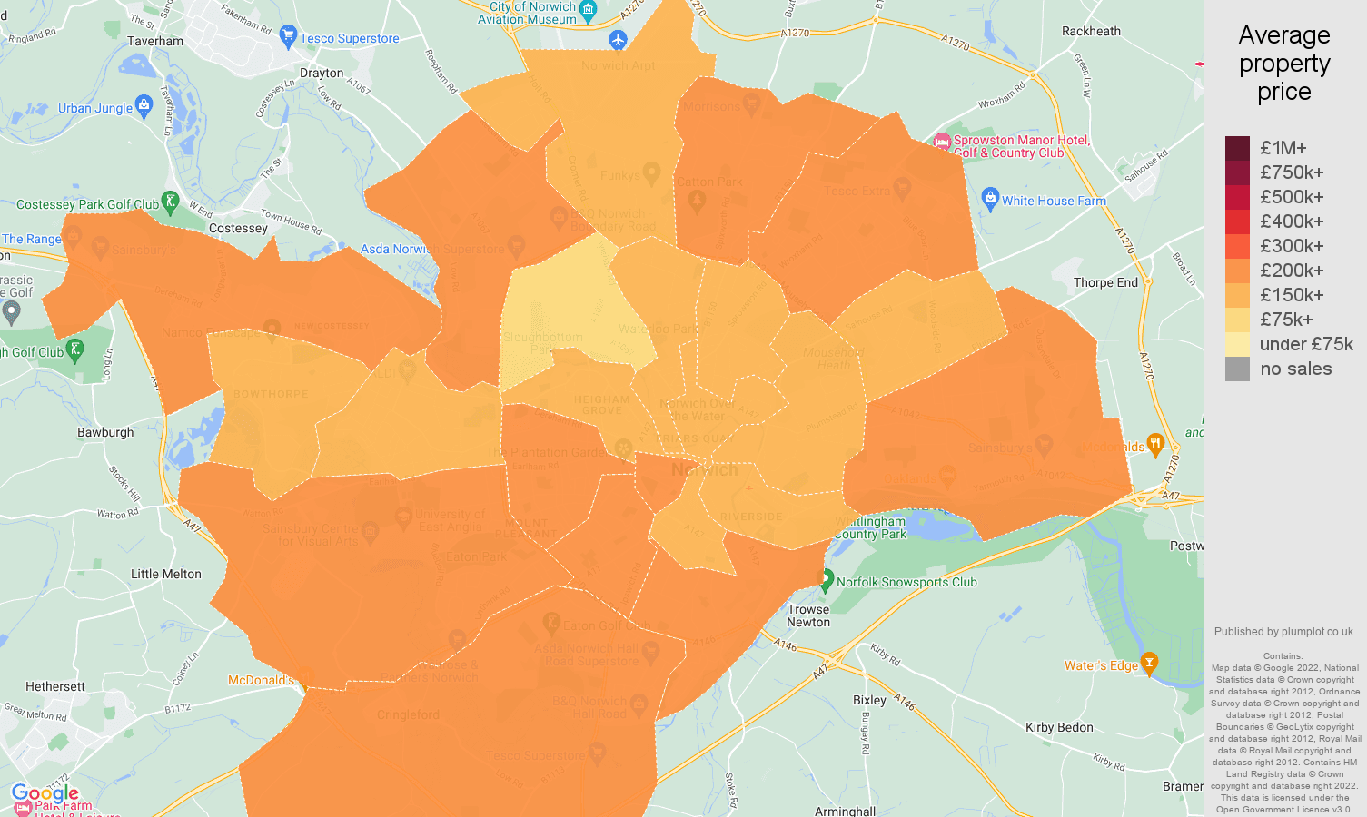 Norwich house prices map
