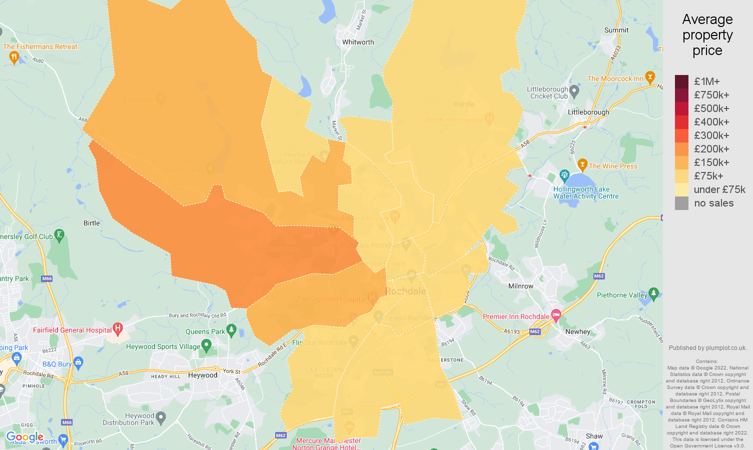 Rochdale house prices map