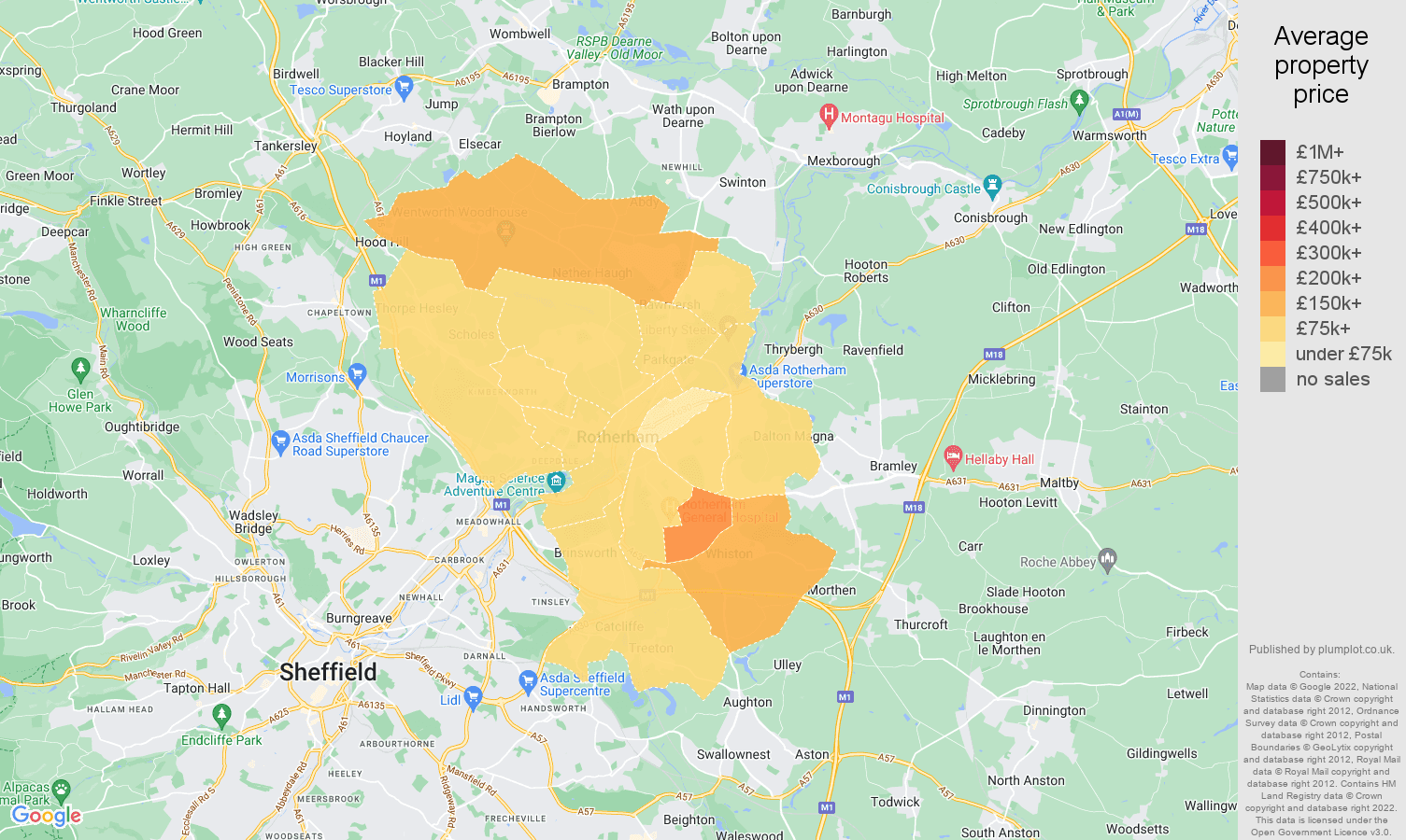 Rotherham house prices map