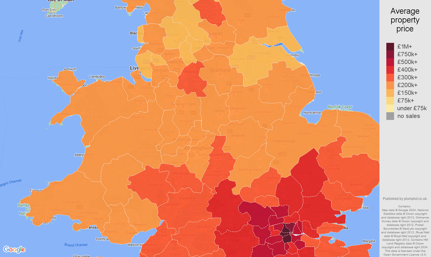 Stockton on Tees house prices map
