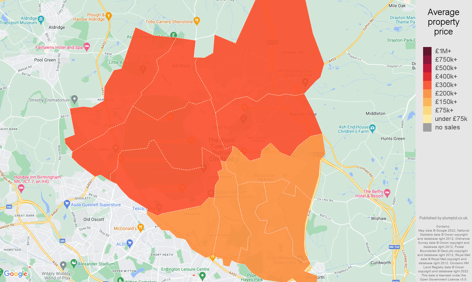 Sutton Coldfield house prices map