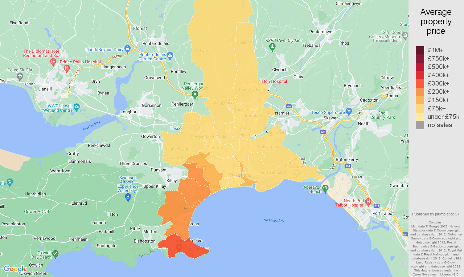 Swansea house prices map
