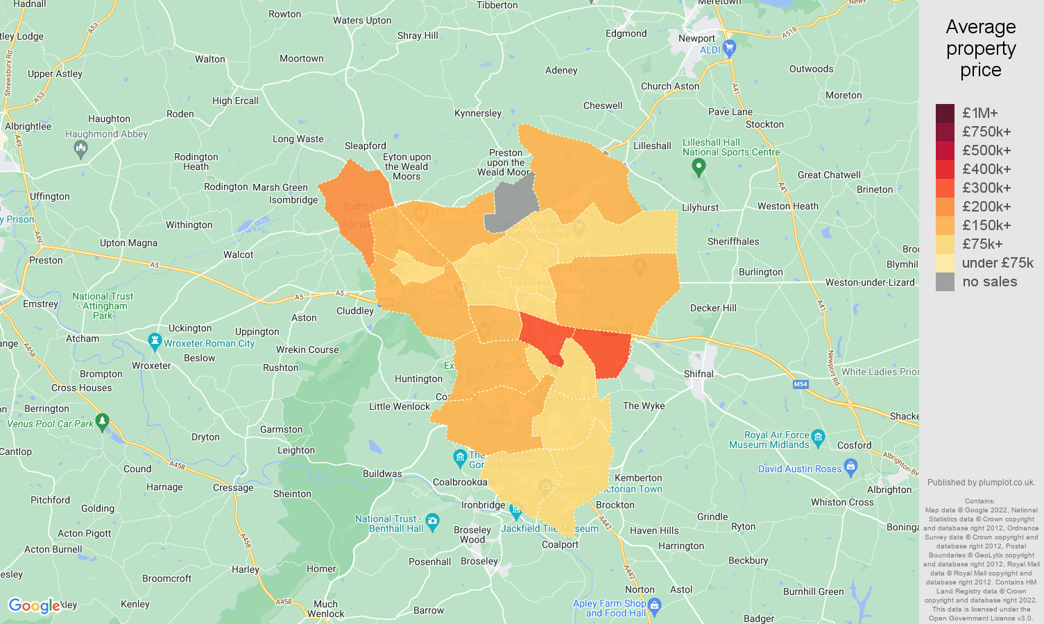 Telford house prices map