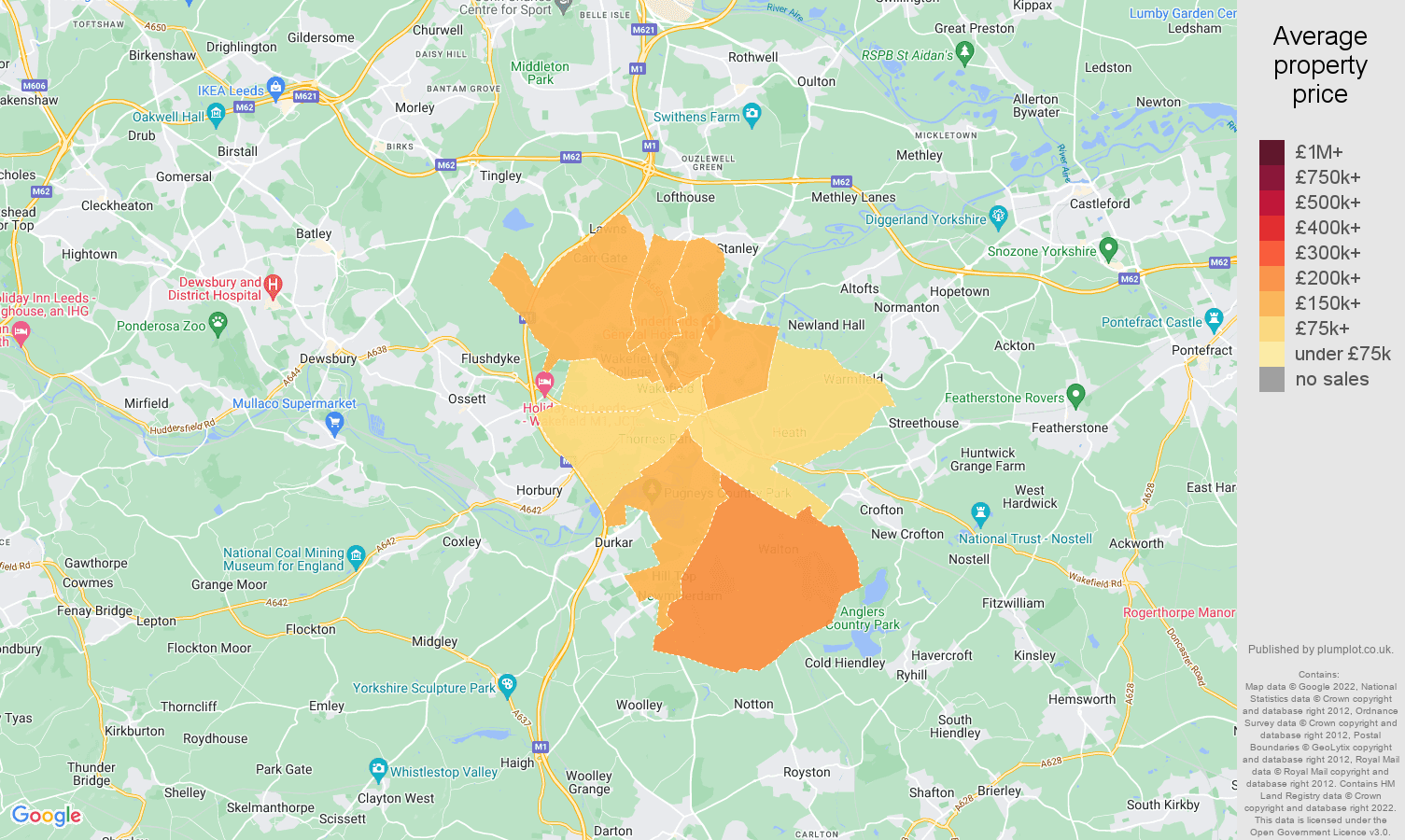 Wakefield house prices map