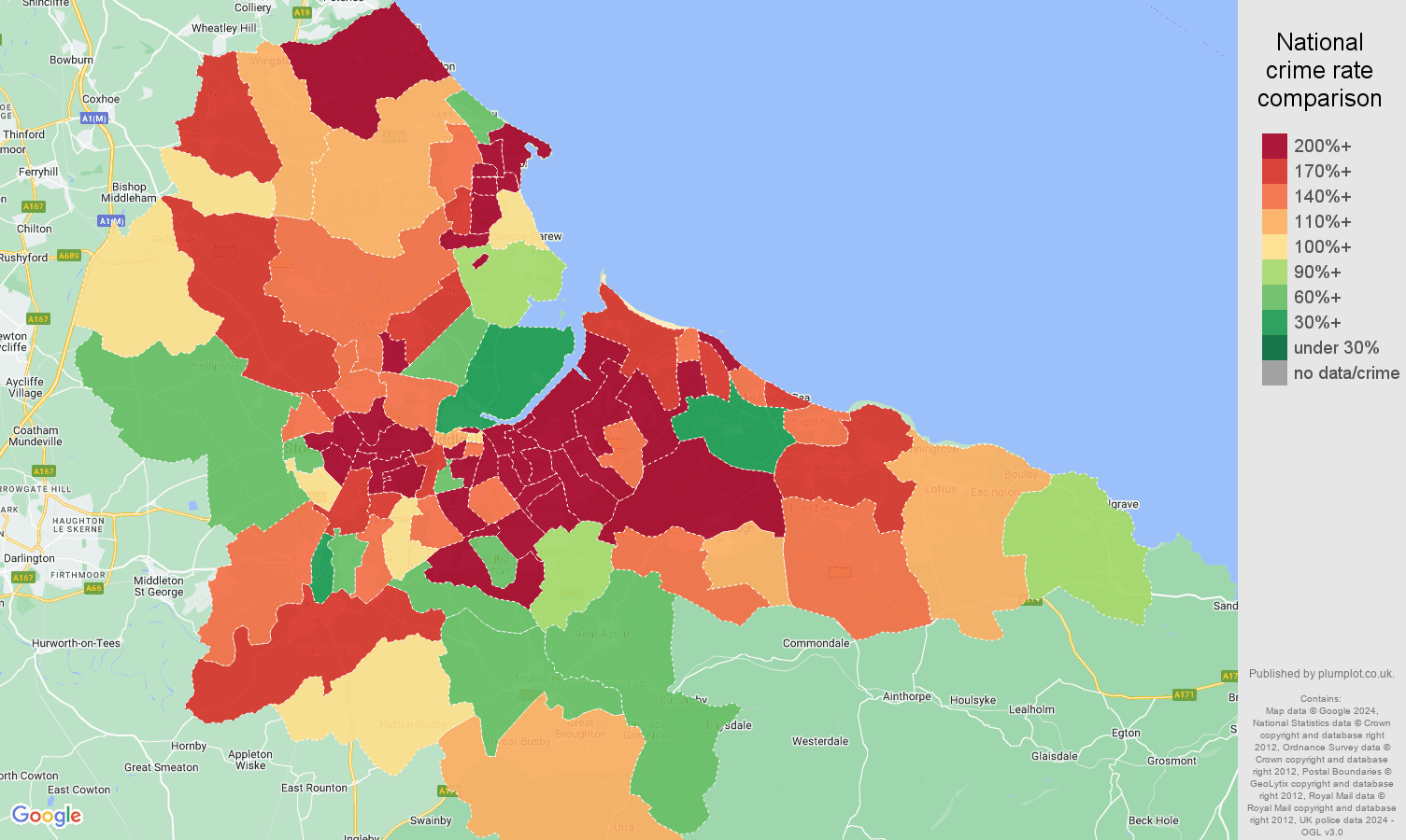 Cleveland burglary crime rate comparison map