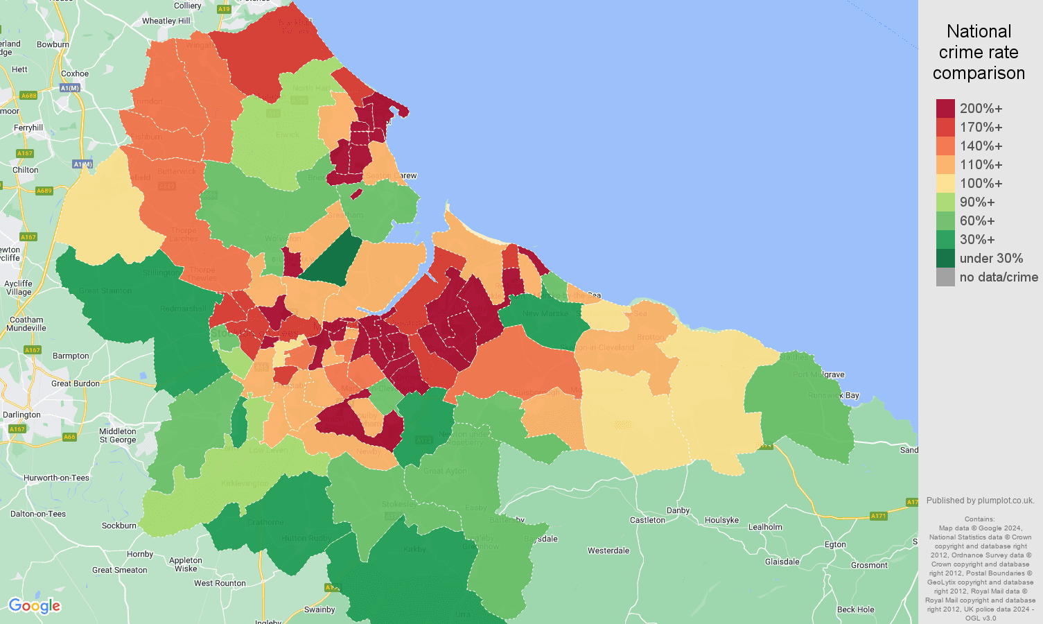 Cleveland crime rate comparison map