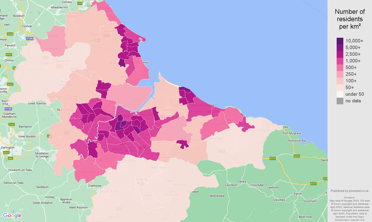 Cleveland population density map