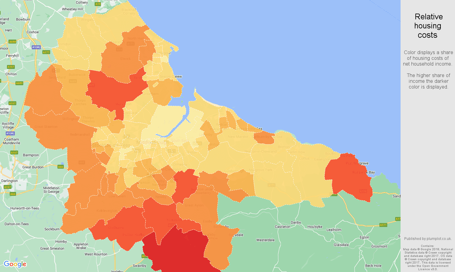 Cleveland relative housing costs map