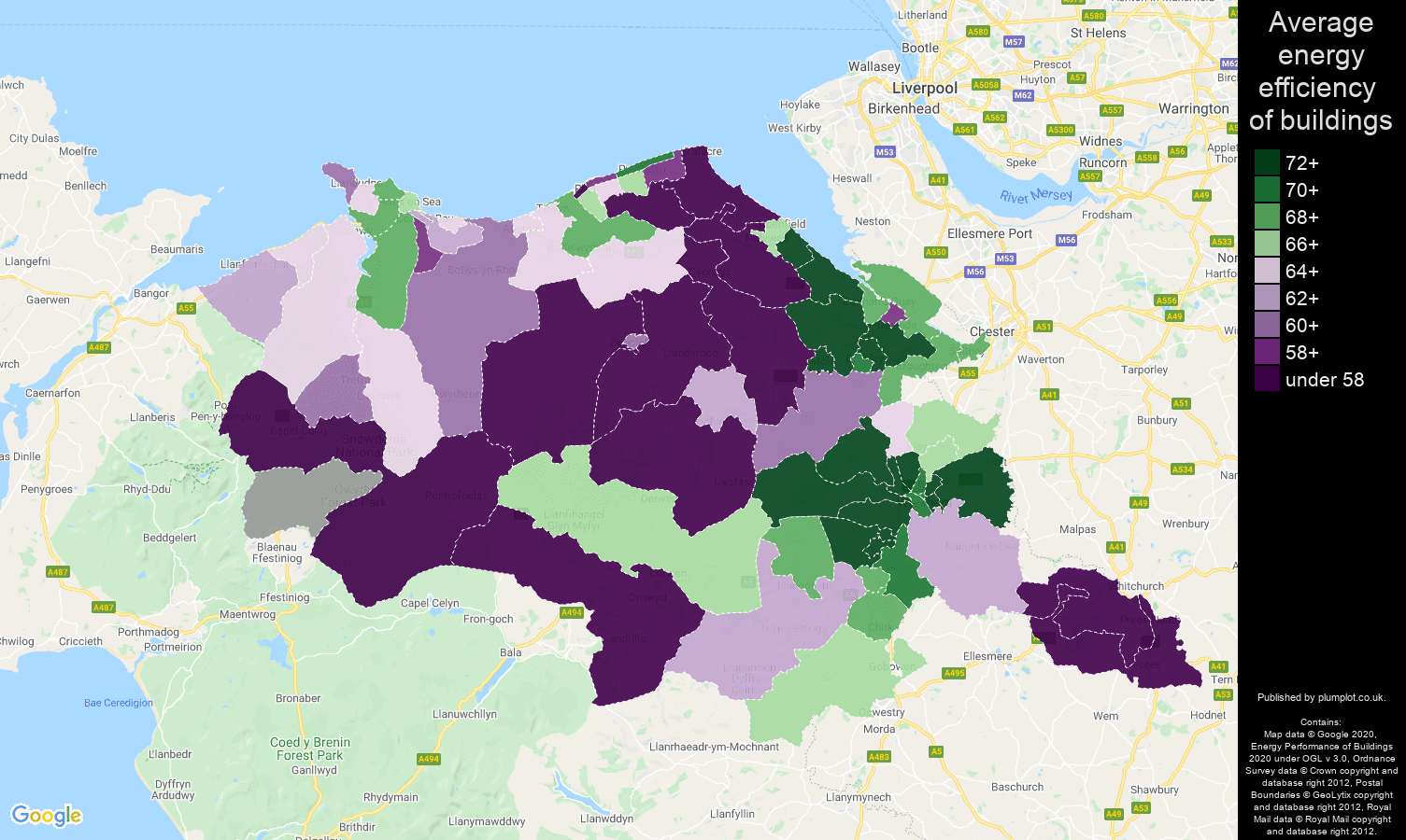 Clwyd map of energy efficiency of flats