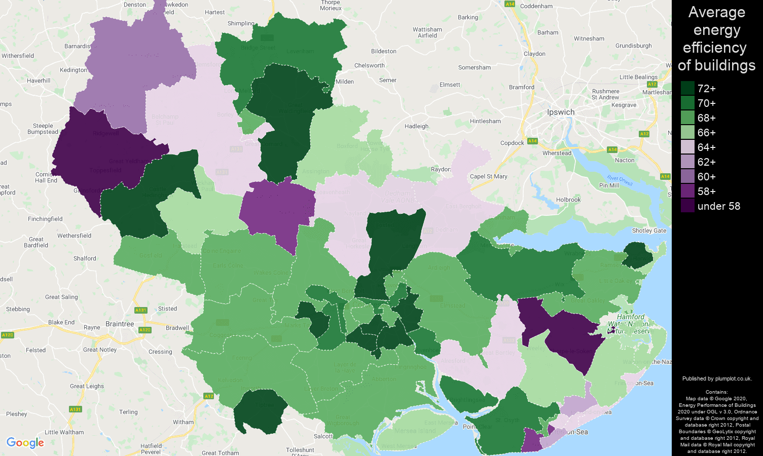 Colchester map of energy efficiency of flats