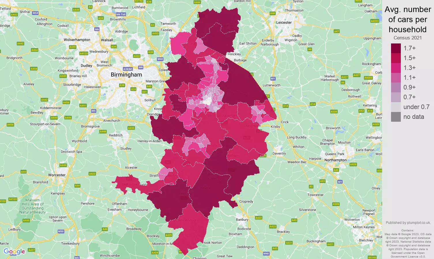 Coventry cars per household map