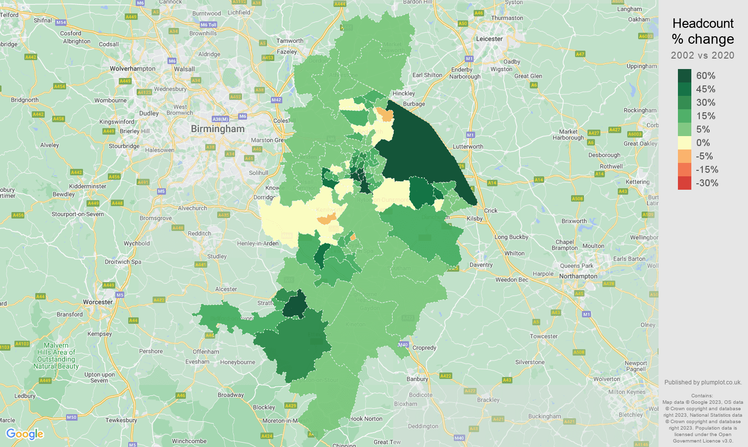 Coventry headcount change map