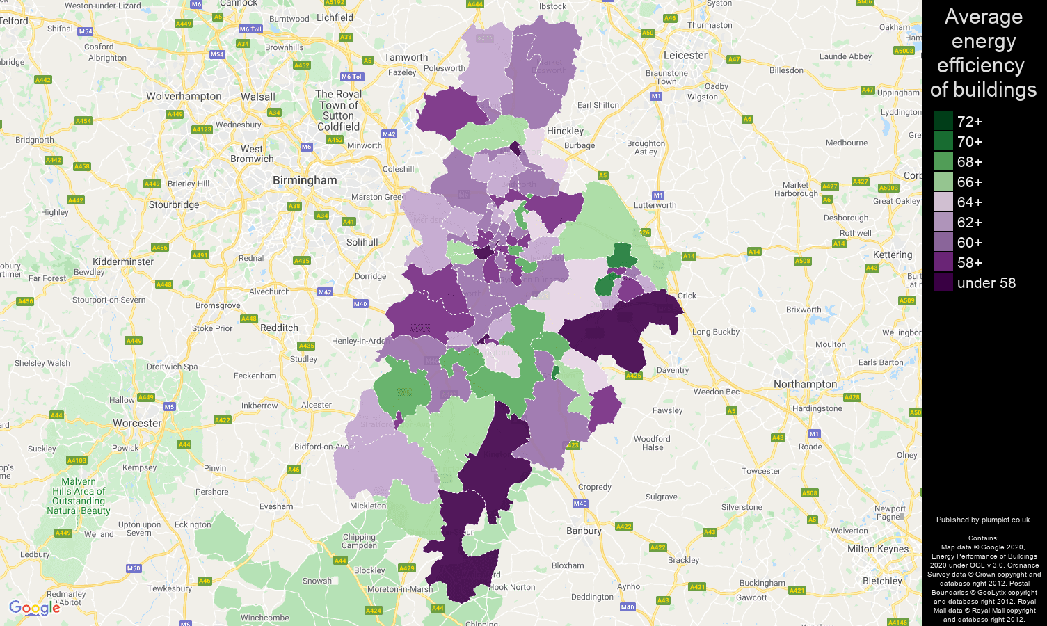 Coventry map of energy efficiency of houses