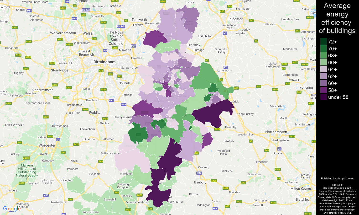 Coventry map of energy efficiency of properties