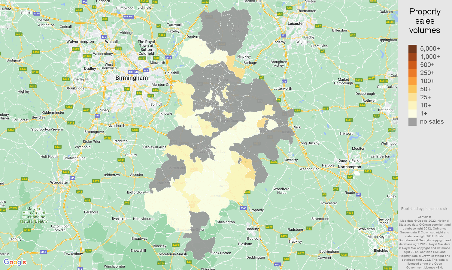 Coventry map of sales of new properties