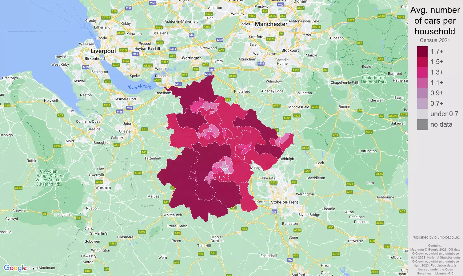 Crewe cars per household map