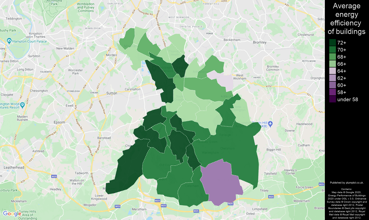Croydon map of energy efficiency of flats