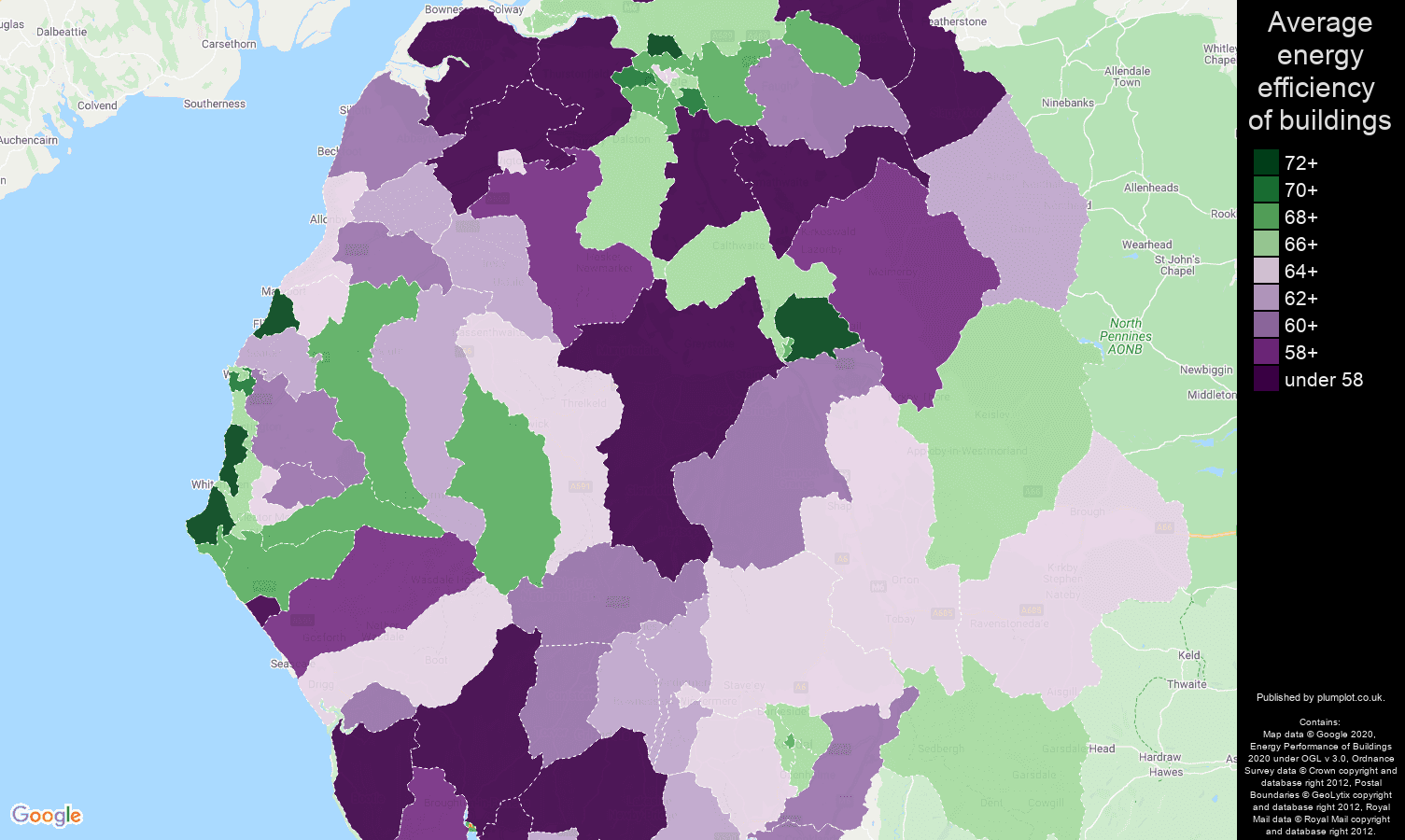 Cumbria map of energy efficiency of flats