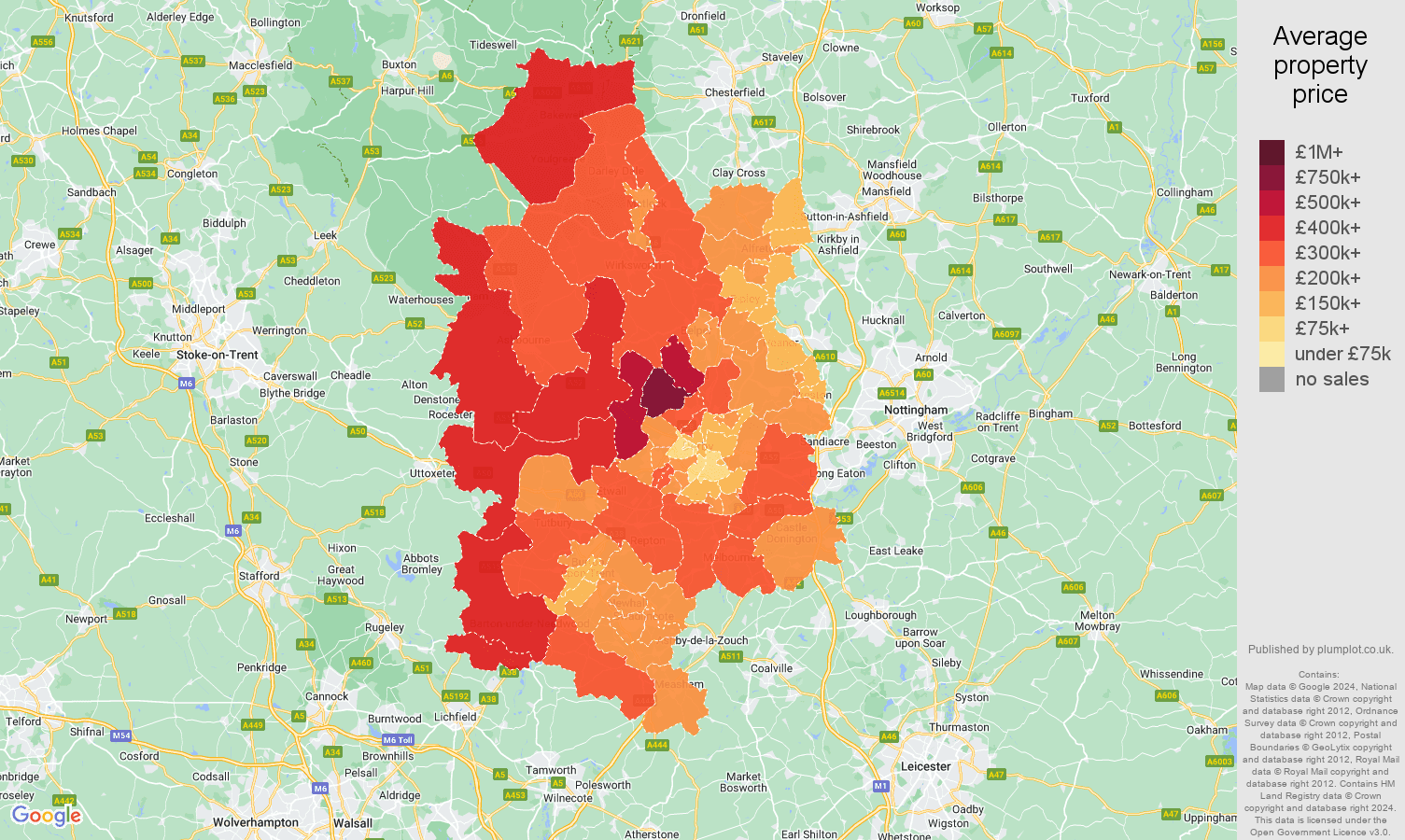 Derby house prices map